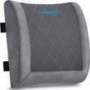 Lumbar Support Pillow for Office Chair Back Support Lumbar Pillow for Car, Gaming, Office Chair - Improve Sitting Posture & Back Pain Relief, Memory Foam, Adjustable Straps, Fluffy Grey
