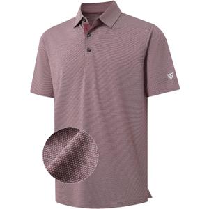 M MAELREG Golf Shirts for Men Dry Fit Short Sleeve Performance Moisture Wicking Heather Jacquard Active Mens Polo Shirts (L)