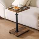 Adjustable Height Couch Tables that Slide Under Sofa, 360° Swivel Modern Tv Tray Table with Wheel, C Shaped End Table for Couch, C Table for Small Place, Perfect for Livingroom, Bedroom, 16" X 12" X 34"