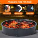 36 Fire Pit Ring, Large Outdoor Campfire Pit, 34-Inch Inner Fire Pit Ring Smokeless, Smokeless Steel Firepit with Air Vent for Patio Backyard Garden, DIY Campfire Insert Above, In-Ground
