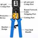 Gaobige rj45 Crimping Tool for Cat6 Cat5e Cat5, Sturdy Crimper for rj45 rj12/11 Pass-Through Connectors with 50pcs rj45 Cat5e Pass-Through Connectors, 50pcs Covers, Wire Stripper; Network Cable Tester