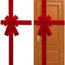 gisgfim Christmas Cabinet Door Ribbon Big Red Bow Large Door Lace Christmas Tree Bow Xmas Holiday Decorations Christmas Front Door Party Supplies