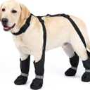Dog Suspender Boots, Anti-Slip & Fall Waterproof Dog Shoes Leggings, Dog Paw Protector for Small Medium Dogs, Adjustable Dog Boots Pet Shoes for Outdoor Walking Black,XXL