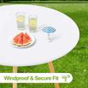 Smiry Round Spandex Tablecloth, Elastic Fitted Washable Tablecloths for 36"-44" Tables, Waterpoof Stretch Picnic Table Cover for Dining, Indoor and Outdoor, White