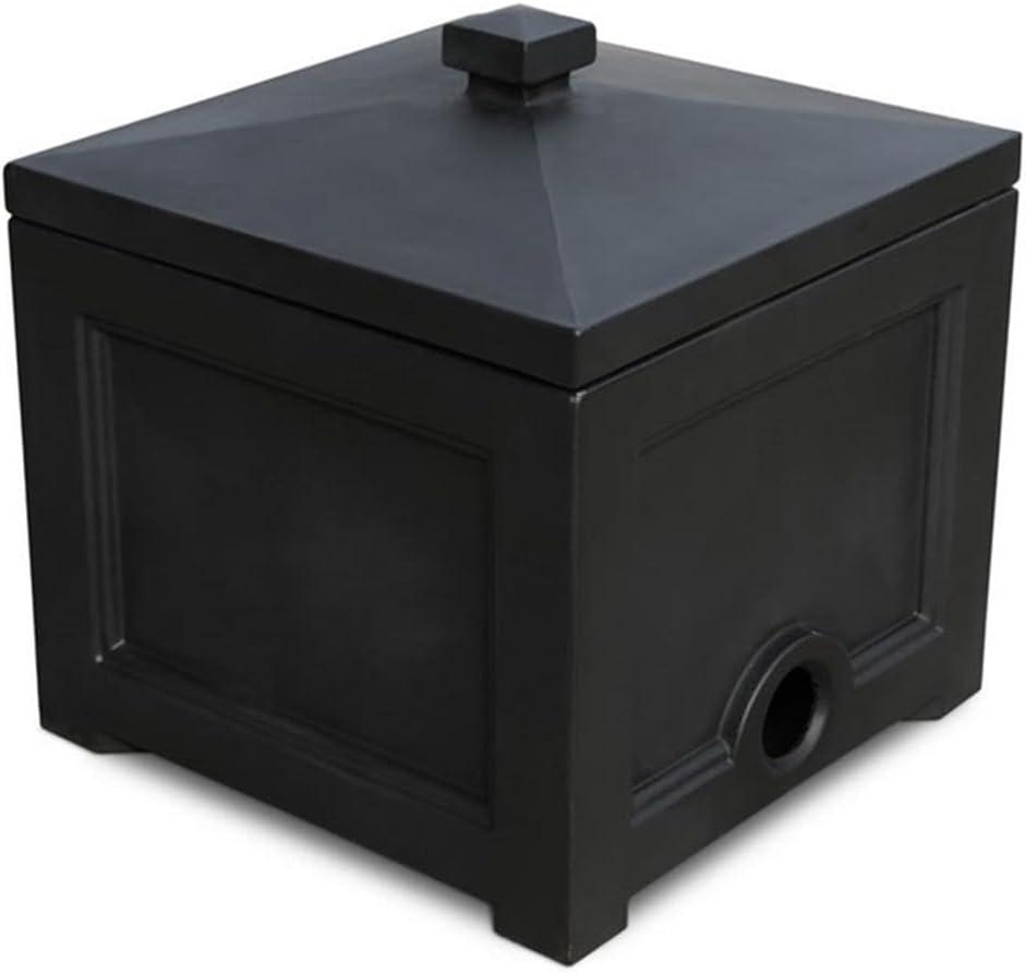 Pemberly Row Traditional Plastic Garden Hose Bin in Black Finish