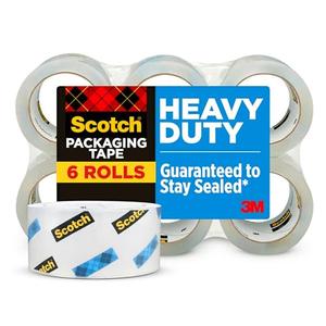 Scotch Heavy Duty Packaging Tape, 1.88" x 54.6 yd, Designed for Packing, Shipping and Mailing, Strong Seal on All Box Types, 3" Core, Clear, 6 Rolls (3850-6)