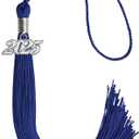 Endea Graduation Single Color Tassel with Silver Date Drop (Royal Blue, 2025), Pack of 4 