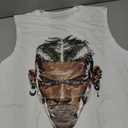 VIPWOLF Men's Figure Graphic Sleeveless Shirts Crew Neck Summer Casual Cut Off Tank Tops White Large