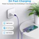 etguuds USB A to USB C Cable 6ft, 2-Pack, 3A Fast Charging Type C Charger Cord for iPhone 17 16 15 Pro Max 16e 17 Air, Samsung Galaxy S25 S24 S23 S22 S21 S20 A17 A16 A56 A55 Flip Fold, Purple