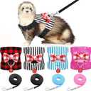 4 Pieces Ferret Harness and Leash Set Ferret Leash Small Pet with Cute Bowknot and Safe Bell Decor Chest Strap Harness for Outdoor Walking Rabbit Guinea Pig Bunny Hamster Puppy Kitten(Small)