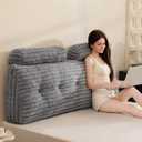 HIGOGOGO Triangular Headboard Wedge Pillow with 2 Cylindrical Pillows and Memory Foam Filling, Daybed Pillows for Sitting up, Reading or Working with Removable Cover,King 76"x19.7" (Grey)