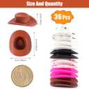 48 Pcs Plastic Mini Cowboy Hat, Tiny Western Cowboy Cowgirl Hats for Party Accessories,Miniature Cute Crafts Hat for Dollhouse Decorations (6 Colors)