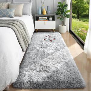 Grey Runner Rugs for Hallway 2x6 Ft, Long Bedside Rugs Bedroom Kids