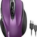 TECKNET Rechargeable Wireless Mouse,USB-A Silent Mouse, Quiet Click, 6 Adjustable 4800 DPI, Cordless Computer Mouse, Ergonomic Mouse for Laptop, 6 Buttons 2.4G Mouse for Chromebook, Ergo Grip - Purple