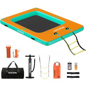 Inflatable Floating Dock, Portable Inflatable Island Platform, with Air Pump, Repair Kit & Carry Bag, Inflatable Dock Platform for Swimming, Lake, Pool, Beach (10FT x 7.2FT)