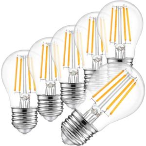 A15 LED Light Bulb 4W (40W Equivalent), 2700K Warm White, Dimmable Edison Filament, 400 Lumens, E26 Medium Base, Clear Glass  Ceiling Fan, Refrigerator/Appliance, Vanity & Chandelier (6-Pack)