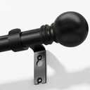 Black Curtain Rods for Windows 72 to 144 Inch 1" Diameter Heavy Duty Metal Adjustable Extra Long Blackout Traverse Window Treatment Rods with Decorative Finials Doorway Living Room Bedroom Kitchen