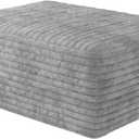 37.4" Plush Corduroy Ottoman, Upholstered Cloud Ottoman for Boneless Couch in a Box, Modular Sectional Couches for Living Room Bedroom, Compressed Memory Foam, No Assembly Require, Grey