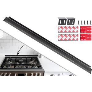Expandable Rear Stove Gap Cover for Slide-In Ranges Stainless Steel, Black Powder Coated Adjustable Up to 32 Dual Install Options (1.5 inch Wide)