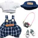 Suitable for 17cm Doll Clothes Set, Compatible with 6.7-Inch Dolls Accessories Doll Outfit- Clothes+Hat+Accessory+Canvas Shoes No Dolls (Black)