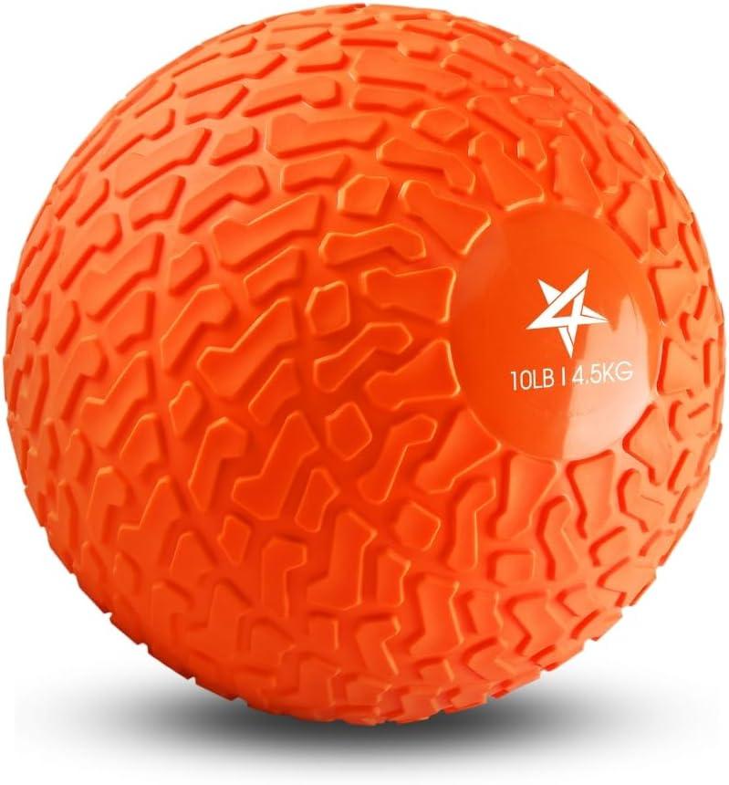 Yes4All Slam Balls, 10-40lb Weighted Ball Weight, Durable PVC Sand Filled Workout Dynamic Slam Ball for Strength Training, Tread, Orange, 10lbs