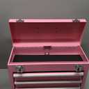 Portable Metal Tool Box, 3 Drawers Lockable Heavy Duty Tool Chest Storage Toolbox with Ball-Bearing Slides and 2 Metal Latches Closure for Garage, Workshop, Repair Shop (Pink)