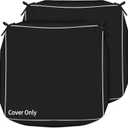 COSHNIBI Patio Cushion Covers 24'' X 24'' X 4'', Waterproof and Fade-Resistant Outdoor Cushion Cover Replacement for Slipcovers,Rattan Chair Sofa & Lounge Seat - 2 Pack, Black(Covers Only)