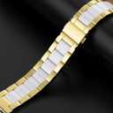 Wearlizer Compatible with Apple Watch Band 49/46/45/44/42mm Fashion Wristbands Womens, Stainless Steel+Resin Metal Replacement for iWatch Series 11 10 9 8 7 6 5 4 3 SE/Ultra 3 2 1-Gold+White
