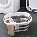 26L/40L Large Collapsible Mop Bucket with Handle for Cleaning, Silicone Portable Pet Bathtub for Puppy Small Dogs Cats, Foldable Laundry Basket Hamper Clothes Storage Bin Space Saving Design (40L)