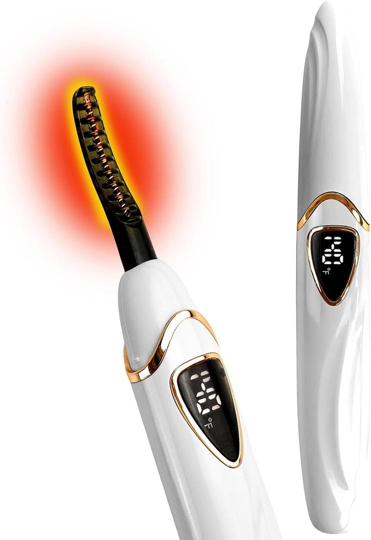 S600 Heated Eyelash Curler - Lash Curler Heated with Accurate Temperature Control, Intelligent Auto Power Off for Natural Makeup & Long-Lasting Curls | Heated Lash Curler S600 (White+Gold)