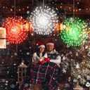 3 Set Christmas Solar Firework Lights Outdoor 120 LED 8 Modes Waterproof LED Hanging Fairy Lights for Christmas Garden Patio Yard Holiday Decoration(White,Red,Green,Single Style)