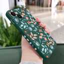 for iPhone 15 Case Anti Scratch Soft Microfiber Lining, Soft Shockproof Slim Fit Floral for iPhone 15 Phone Cover 6.1 inch-Leaf Green