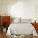 100% French Flax Linen Sheet Set, Bed Sheets Breathable and Durable, 4 Pcs Set - 1 Flat Sheet, 1 Fitted Sheet, 2 Pillowcases, 16 Inch Deep Pocket, All Season (Natural Linen, King)