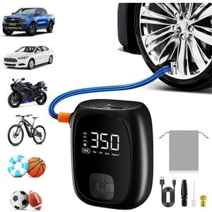 Tire Inflator Portable Air Compressor Fast Inflation, Auto Shut-Off & LED Display | High-Power Air Pump for Car, Motorcycle & Bike Tires, USB Rechargeable & Compact Design, Gifts for Men