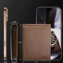 HiWe Anti-Lost Bifold Men Wallet with Find My, Genuine Leather, RFID, Original Design, Brown