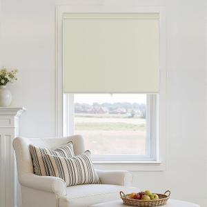 Blackout Roller Shades Cordless Blinds for Indoor Windows, Free-Stop Shades with Valance, Thermal Insulated Linen Fabric UV Protection Cream Beige Blinds for Home and Office Natural 36" W x 72" H