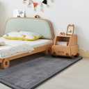 Huloo Sleep Play Mat for Babies Toddlers,1.3" Thick Elasti-Foam Anti-Fall Cushion Mat for Kids Room,28×72 Bedroom Bedside Rugs,Water-Repellent Soft Coral Velvet,Non-Slip(Dark Grey)