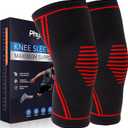 Knee Brace for Pain Relief - 2 Pack Knee Sleeves for Men and Women - Support for Weightlifting, Gym, Workout, Volleyball - Meniscus Tear, ACL, Arthritis (Large, Red)