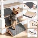 2 Pack Dog Ramp Stairs for Small Dogs 2-in-1 Solid Wood Pet Ramp & Calf Stretcher, Supports 170lbs, Non-Slip Carpet, Gentle Slope for Senior/Injured/Aging Dogs, Indoor/Gym Use, No Assembly Required