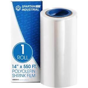 Spartan Industrial - 14" X 550' Polyolefin Centerfold Heat Shrink Wrap Roll - 80 Gauge Shrinkable Film for Packaging Books, Toys, Sporting Goods, Medical Supplies, and More