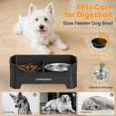 URPOWER 3-in-1 Elevated Dog Bowls - Mess Proof Double Deck 4 Height Adjustable Raised Stand with Stainless Steel Bowl & Slow Feeder Bowl for Small, Medium & Large Dogs