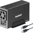 MAIWO Dual Bay Hard Drive RAID Enclosure with Cooling Fan for 2.5/3.5 inch SATA SSD/HDD, 5Gbps USB 3.0 HDD Enclosure, 48TB Capacity, RAID 0/1/JBOD/PM, Aluminum Case