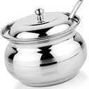 Stainless Steel GHEE Pot, Oil Container, Pickle Pot with LID and Spoon (200ML-250ML) (Pack of 1) Silver, 4x4x3