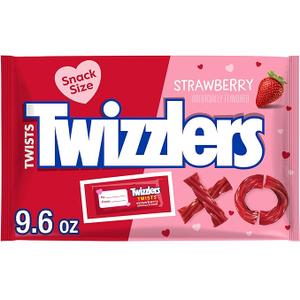 TWIZZLERS Twists Strawberry Flavored Candy, Valentine's, 9.6 oz Bag Set of 5, Best By 12/2026
