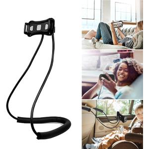 Lazy Neck Phone Holder,Cell Phone Stand for Bed Around Neck,Hand Free Flexible Tablet Holder for Bed (Spring Tube - Soft)