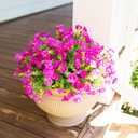 HyeFlora Artificial Flowers for Outdoors Fake Plants Outside Decoration, 12 Bundles Faux Fuchsia Morning Glory UV Resistant Look Real Silk Flowers for Outside Planter Front Door Porch Patio Yard Urn