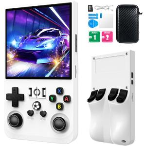R36MAX Retro Handheld Games Console, Retro Game Console with 4.0 inch IPS HD Screen, Video Game Consoles with 64GB Memory, Portable Gaming Player for Travel, Gift for Teen or Partner, White