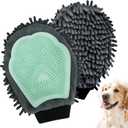 Green Double-Sided Dog Bath Glove Dog Washing Glove Massage Dog Brush Glove for Dogs and Cats Chenille Absorbent Pet Towel Mitt Pet Grooming Glove for Hair Removal Glove