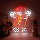 Hot Dog Dancing Neon Signs for Hotdog Themed Party Decorations LED Neon Hot Dog Light Up Sign for Room Wall Decor hotdog Gifts 12.8 * 15.2 Inch
