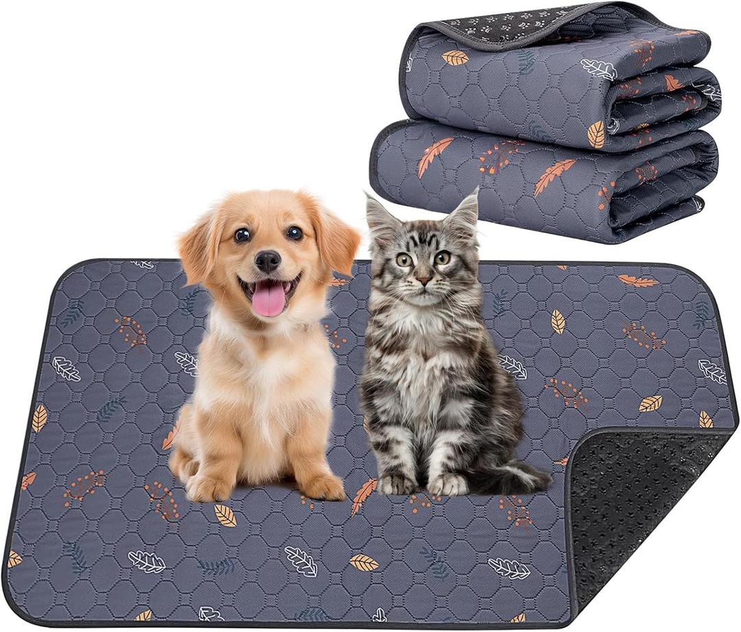 Washable Pee Pads for Dogs, 2 Pack Absorbent Reusable Puppy Pads Dog Training Pads, Waterproof Non-Slip & Leak-Proof Potty Whelping Pad for Playpen, Crate, Bed, Potty Training 35.5"x24" (Large)